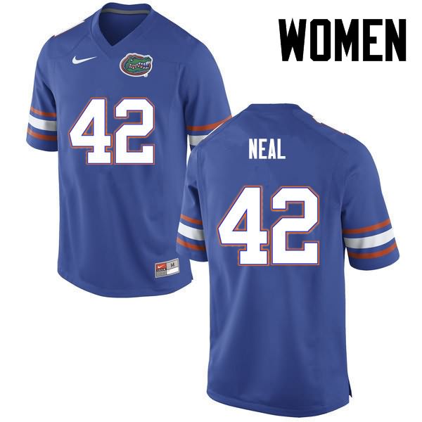 NCAA Florida Gators Keanu Neal Women's #42 Nike Blue Stitched Authentic College Football Jersey KDO6864XY
